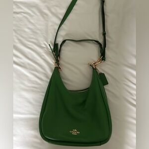 Coach Green Leather Shoulder Bag with Gold Hardware